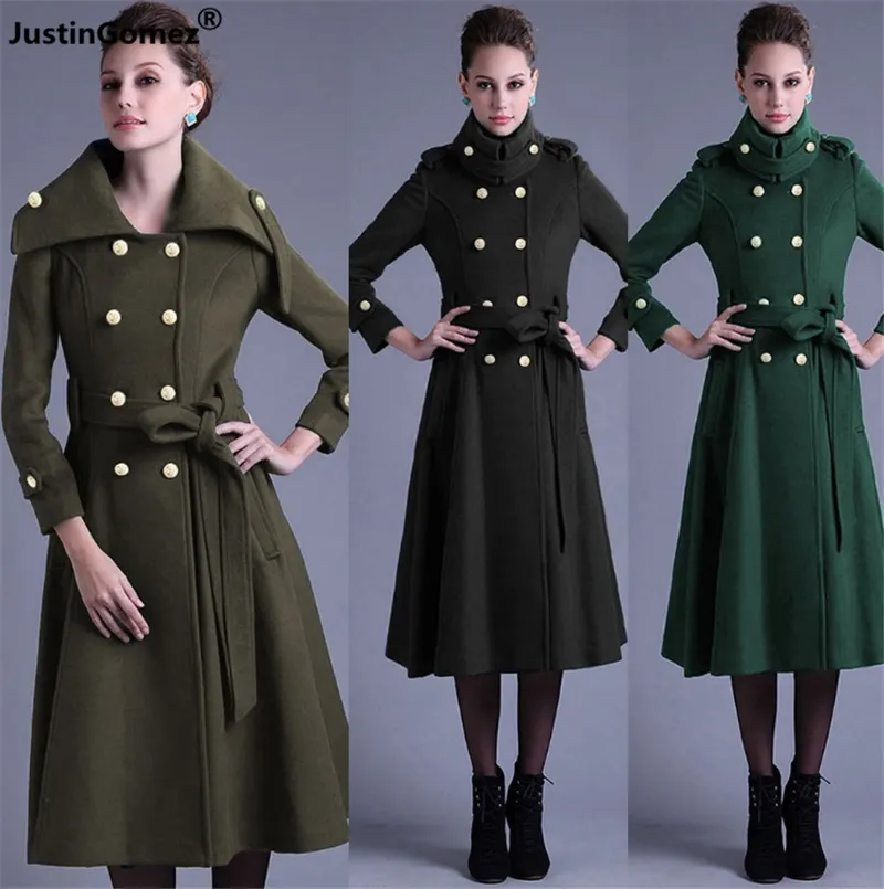 Ny 2019 Mode Höst Vinter Lång Bälte Woolen Blend Coats Slim High Waist Long Coat Kvinnor Runway Coat