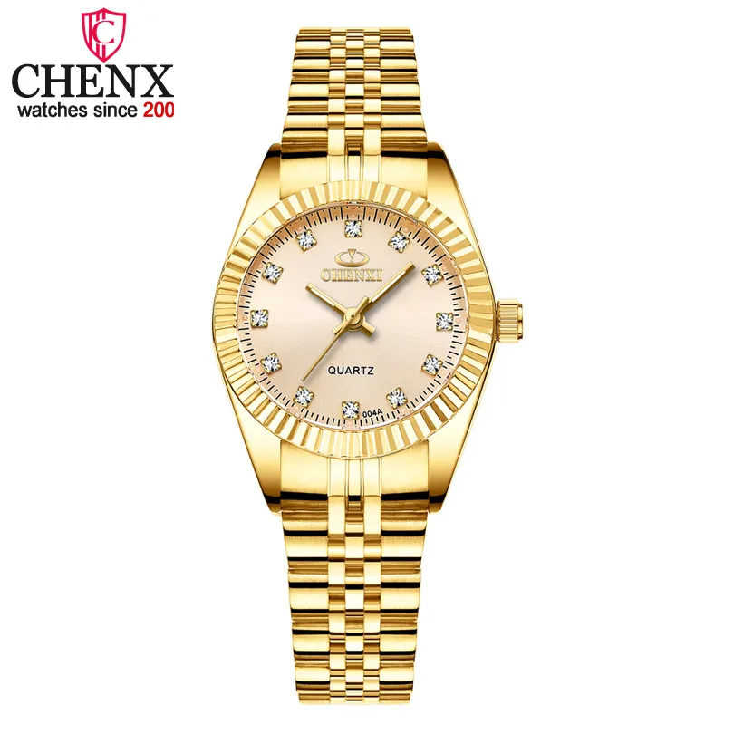 Chenxi marca menina assistir mulheres moda casual quartzo relógios senhoras gloden aço inoxidável presentes femininos relógio relógio de pulso