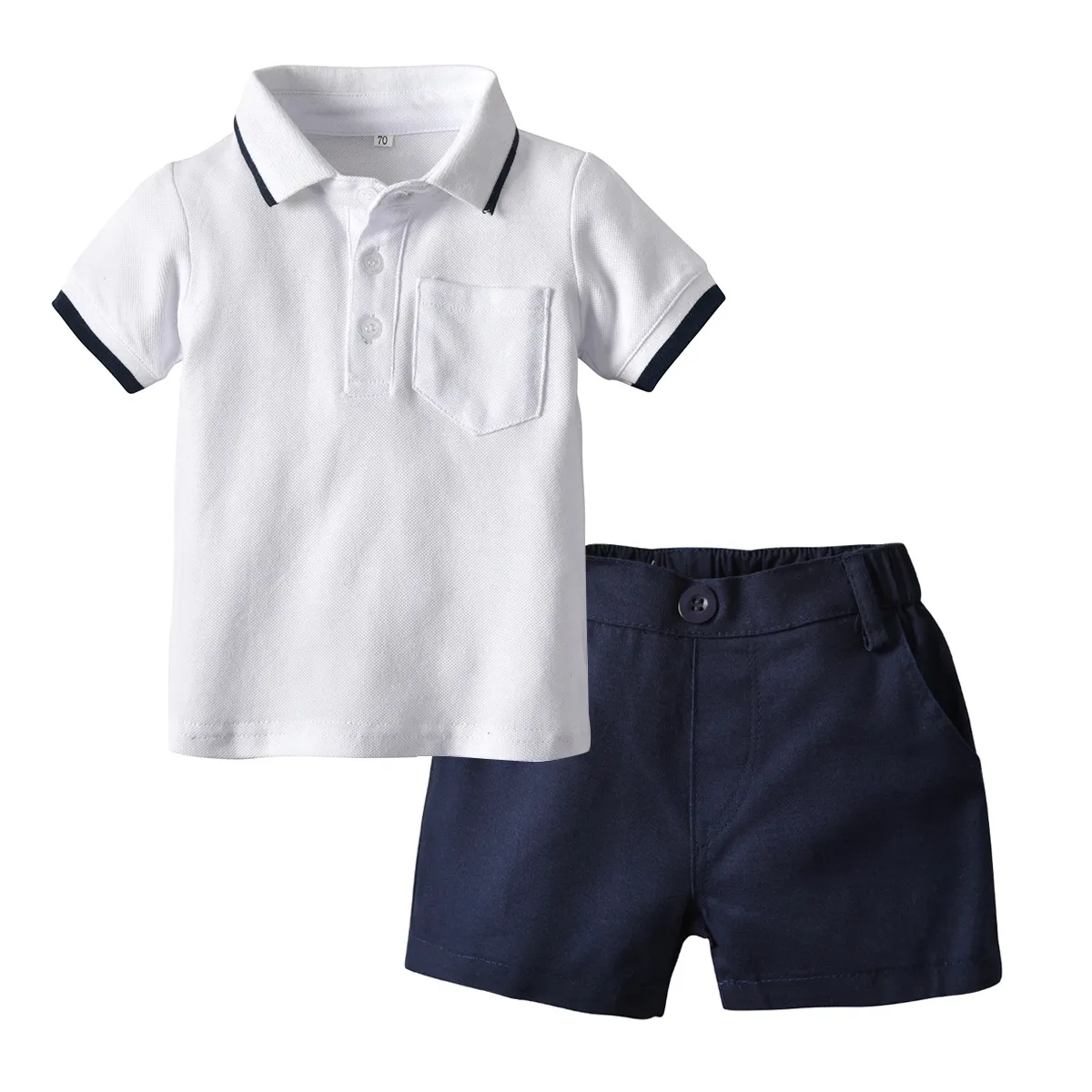 0-5Years bébé garçons beaux tenues blanche bleu marine couleur polo + shorts 2 pcs ensemble costume formel pour enfants garçon enfants vêtements d'été