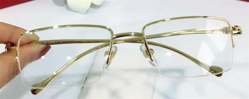 vidros ópticos novo designer de moda por atacado de luxo-5634296 metal retro meia-frame transparente lente animal do vintage clássico óculos clara