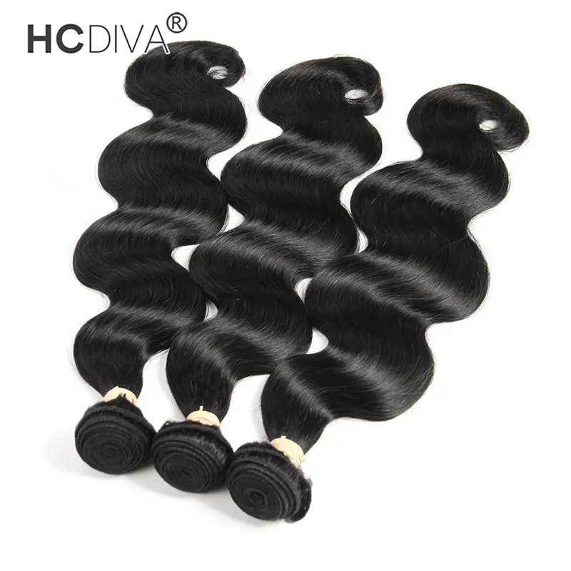 HCDIVA Brezilyalı Virgin İnsan Saç Paketler Vücut Dalga Dokuma Uzantıları 1 3 4 10 Adet / Lot Ucuz 2020 Yeni Fanshion Saç Kirpikler Hediye