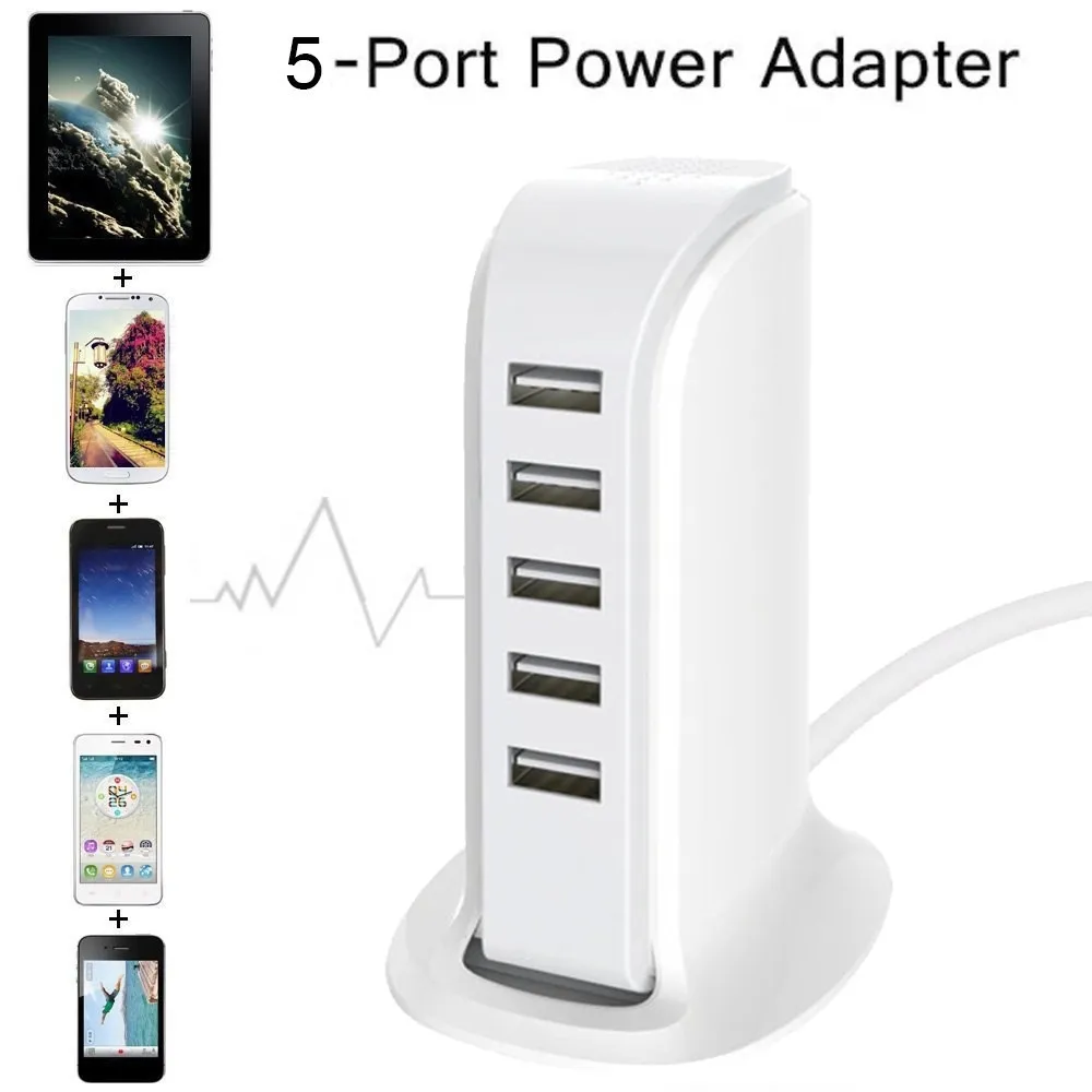 5 portów Ładowarka USB 5V6A Ładowarki Telefonu High Speed ​​Adapter Ścienne Ładowanie do smartfonów Gniazdo US US