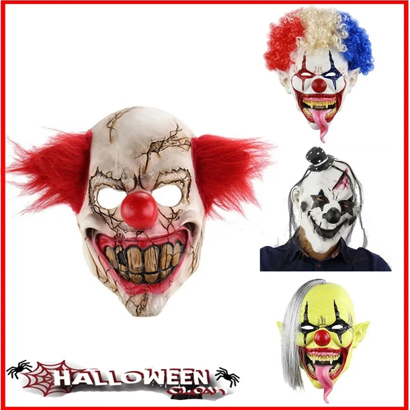 Scary Clown Masker Halloween Props Carnaval Party Mask Horse Clown Adult Men Latex Demon Clown Mask