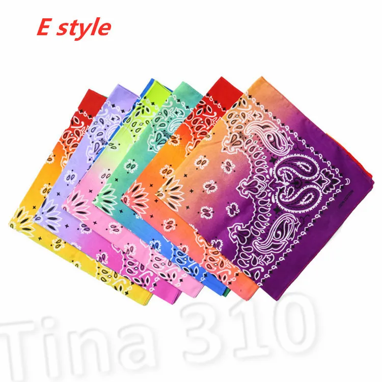 hot 7 stili Tie dye Bandana doppio colore gradiente quadrato hip-hop velo stampato colorato Head Scarf 55 * 55cm Favore di partito T2I51130-1
