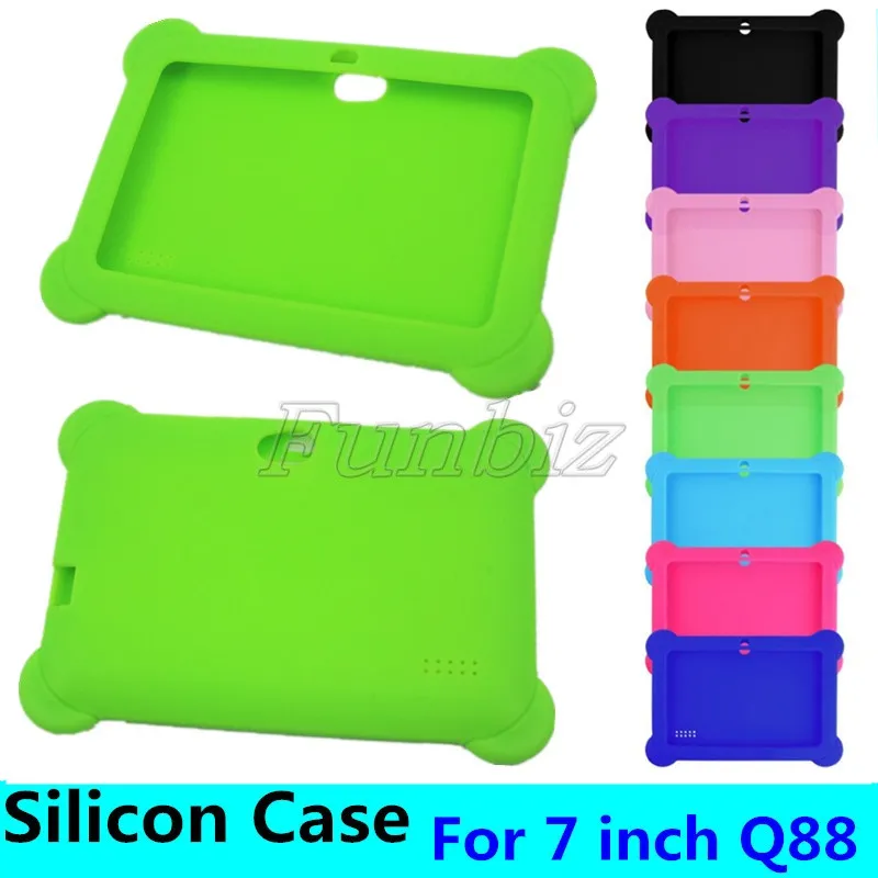 Crianças da caixa de silicone suave Silicon Case Capa protetora de borracha com alça para 7 polegadas Q88 A33 miúdo Tablet PC 50pcs
