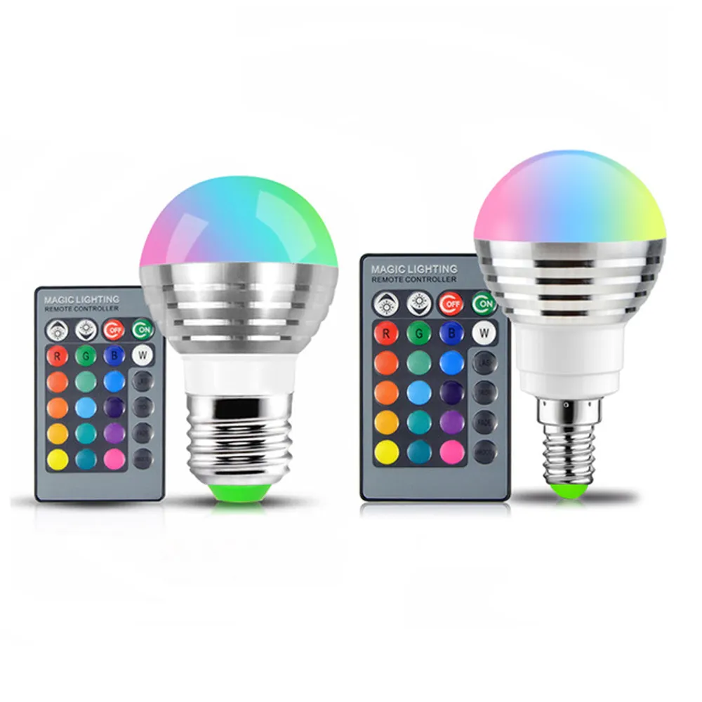 E27 E14 LED 16 Color mudando RGB RGBW Lâmpada Lâmpada 85-265V RGB LED Spotlight + IR Controle Remoto