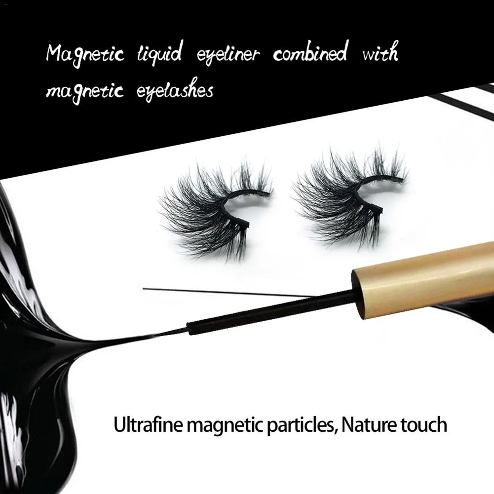 Neue falsche Wimpern magnetischer flüssiger Eyeliner wasserdichte natürliche magnetische falsche Wimpern mit fünfmagnetischen 1 Paar Wimpern