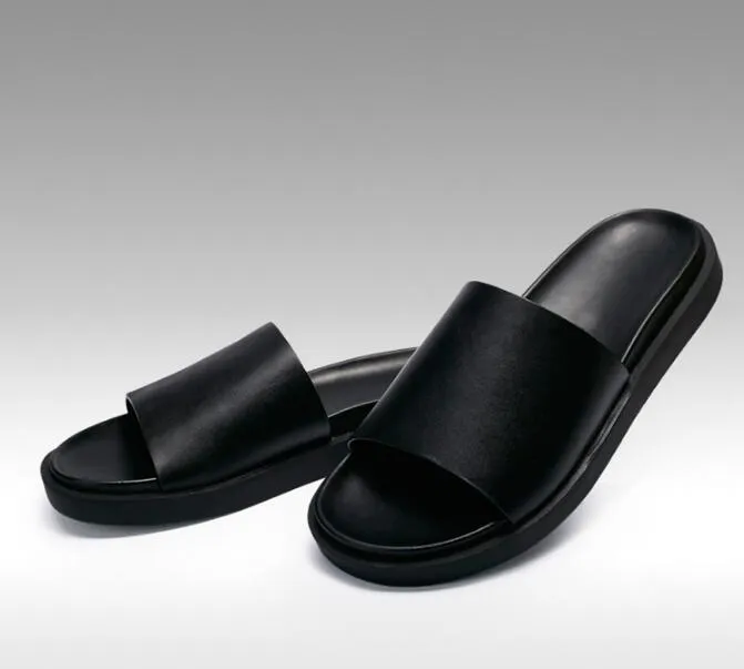 Sandales pour hommes en cuir de qualité d'été pantoufles décontractées sandales en cuir chaussures de plage pantoufles à talons hauts pantoufles en cuir véritable