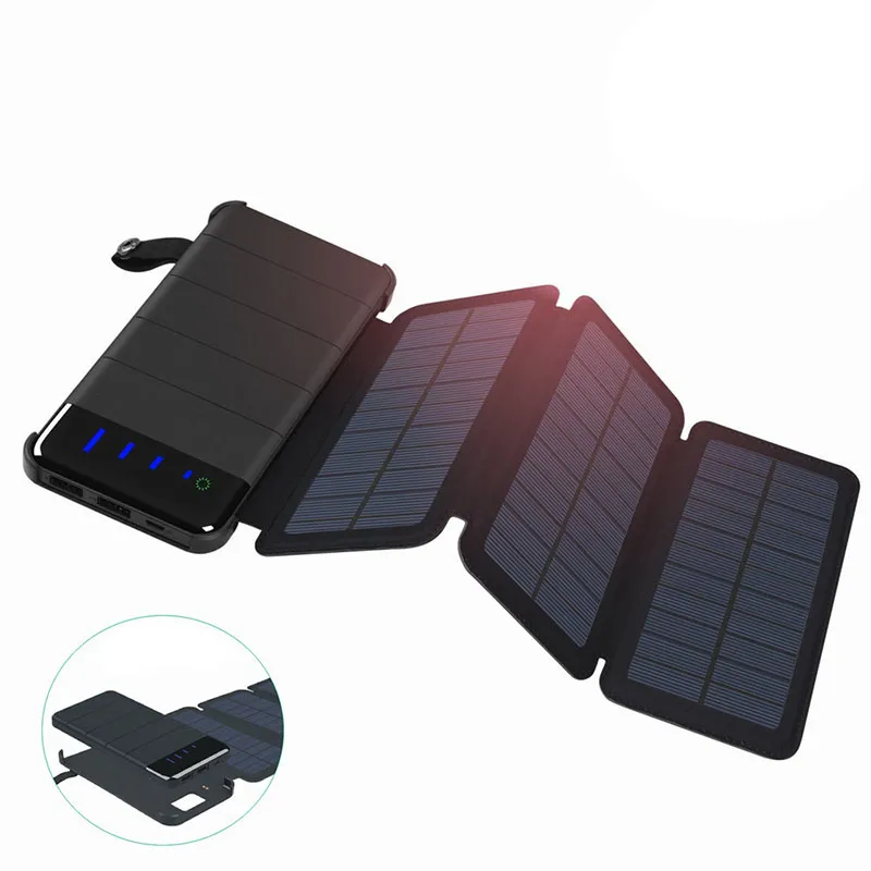 Chargeur solaire 20000mAh, batterie portable étanche, batterie externe de secours, pour téléphone portable, tablettes, iphone, couleur aléatoire