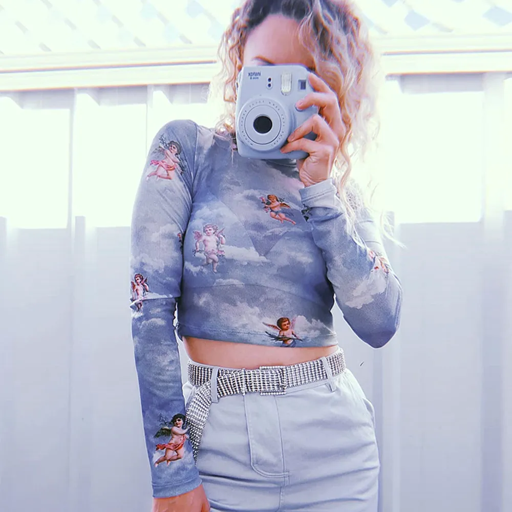 Mesh turtleneck crop top 2025