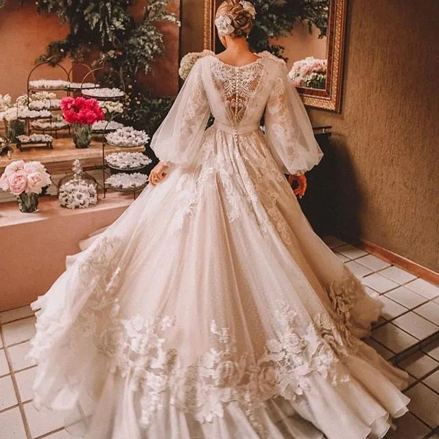 Bohemian Lace Appliqued A-Line wedding attendee dress with