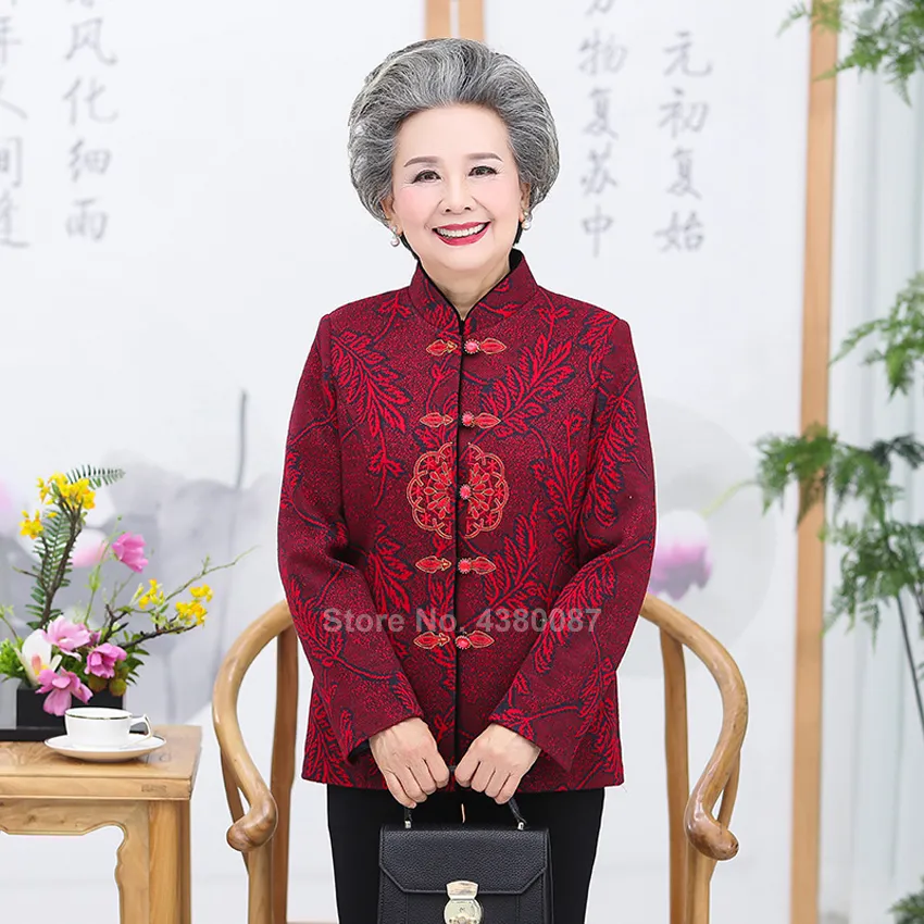 2020 Chinees Nieuwjaar Traditioneel Tang Pak voor Dames Dame Volledige Mouw Floral Elegant Jacket Spring Festival Vintage Tops