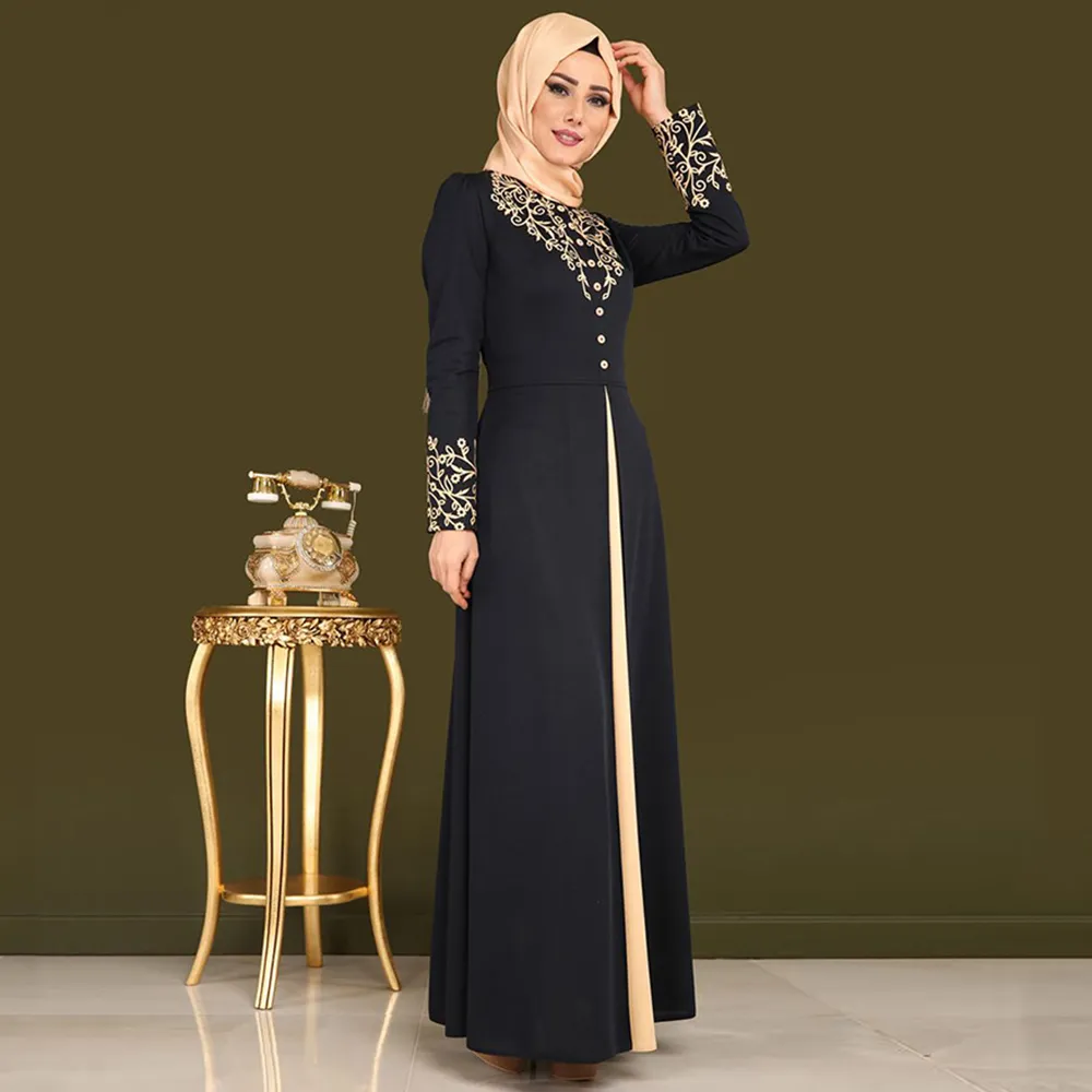 Vente en gros-Robe femmes dubaï Abaya Robe noire à manches longues Cardigan caftan Design élégant robes Maxi vêtements