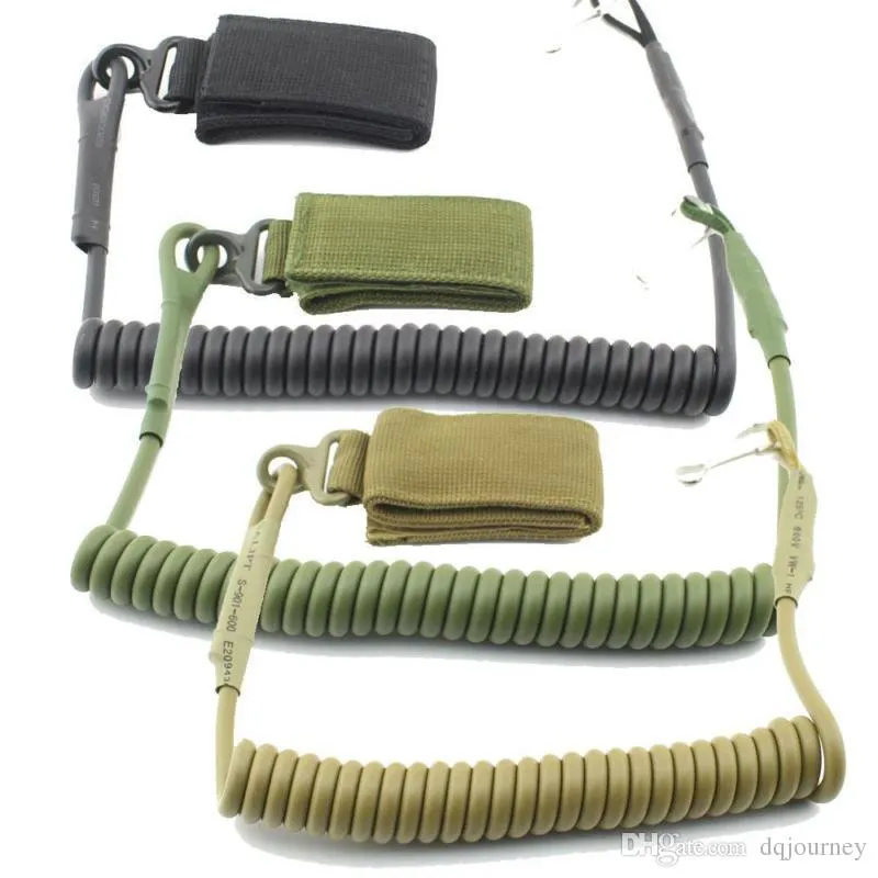 Ao ar livre Tactical Task Rope Único Ponto Spring Gun Corda Telefone Corda Strap Radio Segurança Corda Chaveiro Titular Caça Acessórios