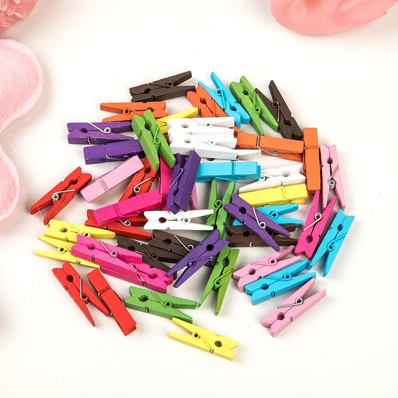 Mini Spring Clips Clothespins Beautiful Design 35mm Colorful Wooden ...