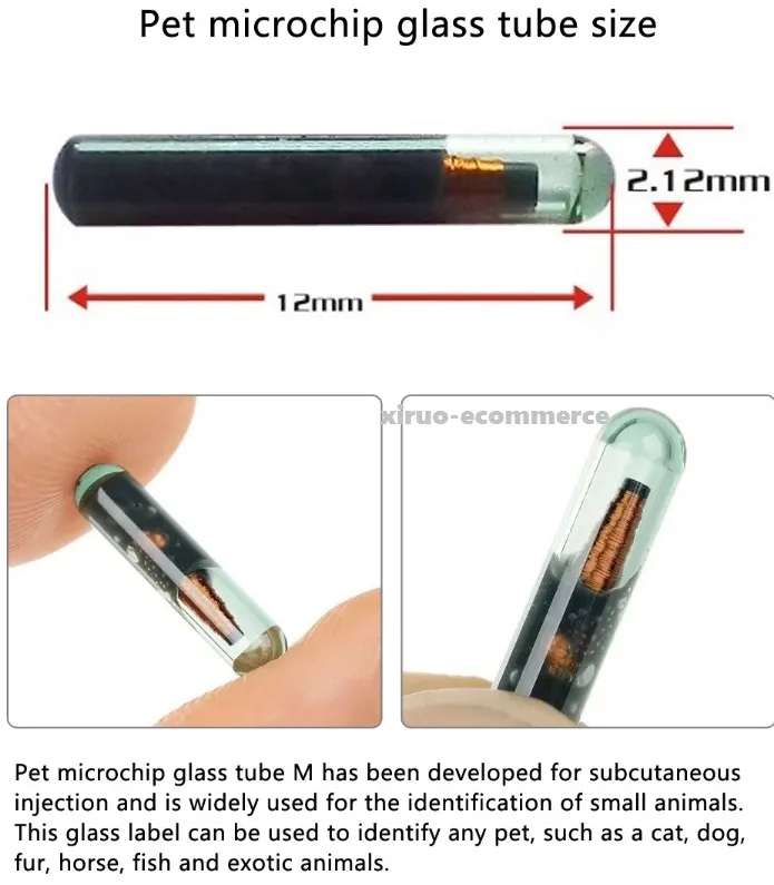 2.12x12mm 134.2kHz RFID-Glas-Tag zur PET-Identifizierung, Tag für Tierverfolgung/Identifikation PET FDX-B Microchips hohe Qualität auf Lagerbestand