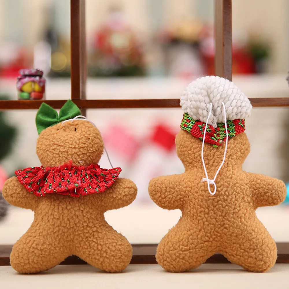 2018 Omino di pan di zenzero Ciondolo natalizio Ciondolo che decora biscotto Bambola Peluche Albero di Natale Widget Ornamento per albero M4