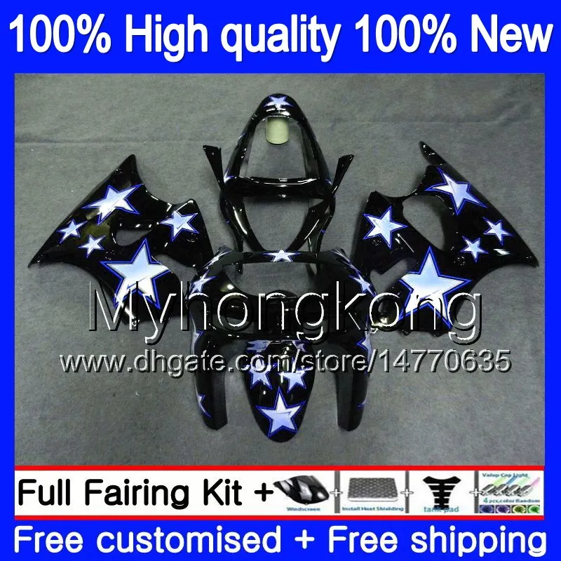 2006 Kawasaki ZX6R Fairings Black Stars Full Fairing Kit For