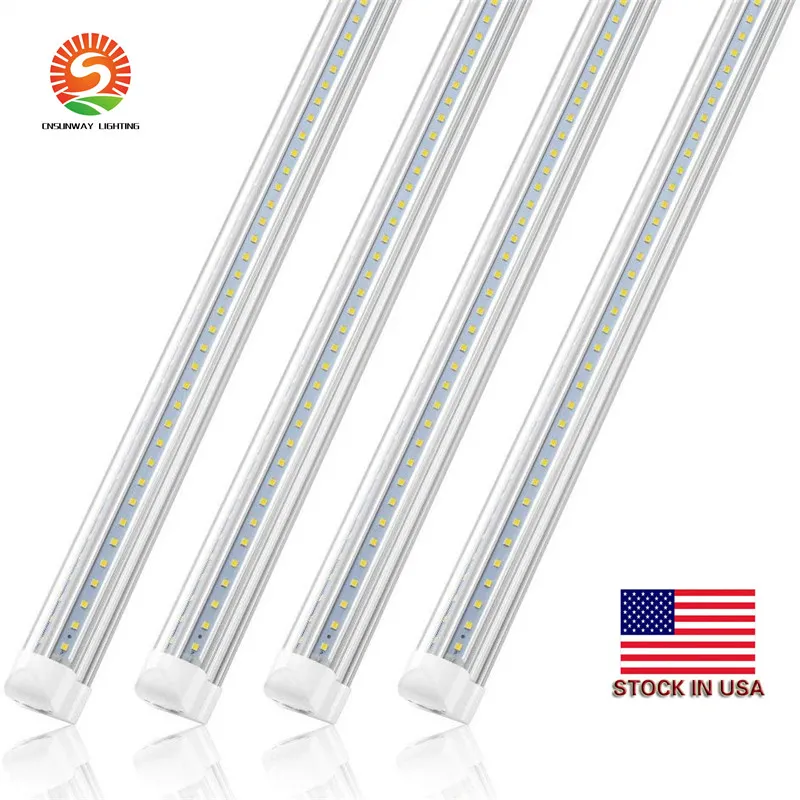 Stock In US + 2ft 4ft 5ft 6ft 8ft LED Tube Light V Shape Integrated LED Tubes 8 ft Cooler Door Freezer LED Lamps