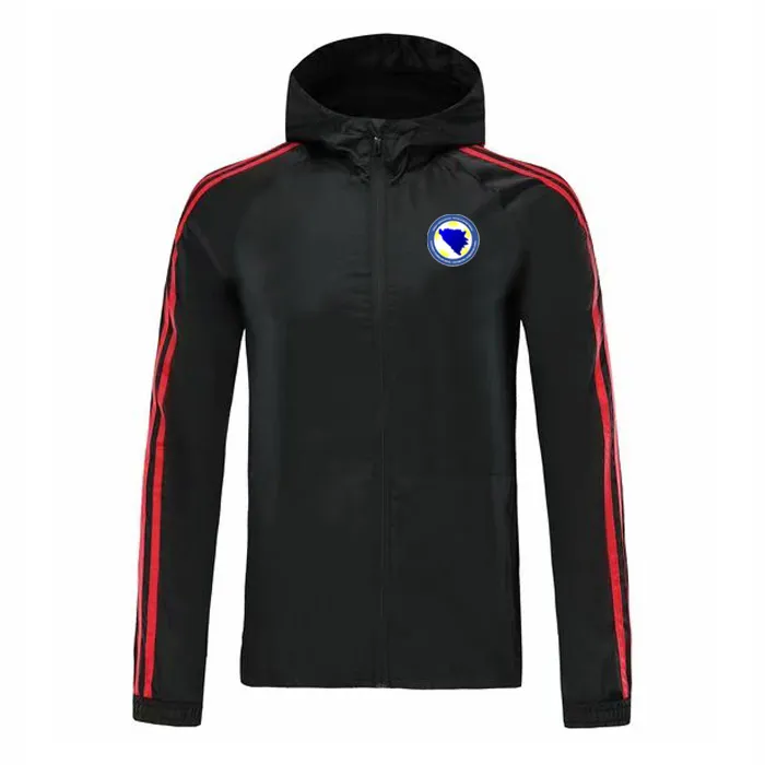 Bosnië en Herzegovina Soccer Hooded Jacket Rits Windbreaker, Bosnië en Herzegovina Heren voetbal Windbreaker Jas Running Jassen