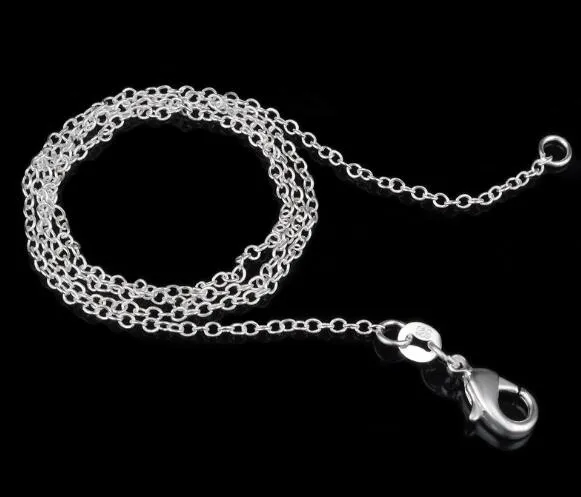 925 Sterling Silver Rolo "O" Kedja Halsband Smycken 1mm 16 '' - 24 '' 925 Silver DIY Kedjor Passa Pendant Smycken