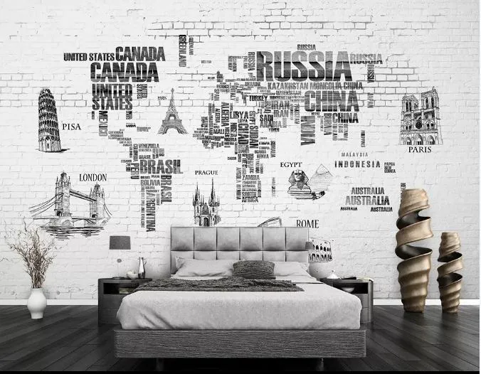 Papel pintado de fotos personalizado 3D Mapa estereoscópico Mapa del mundo Sofá de fondo Murales de pared Fondo de pantalla