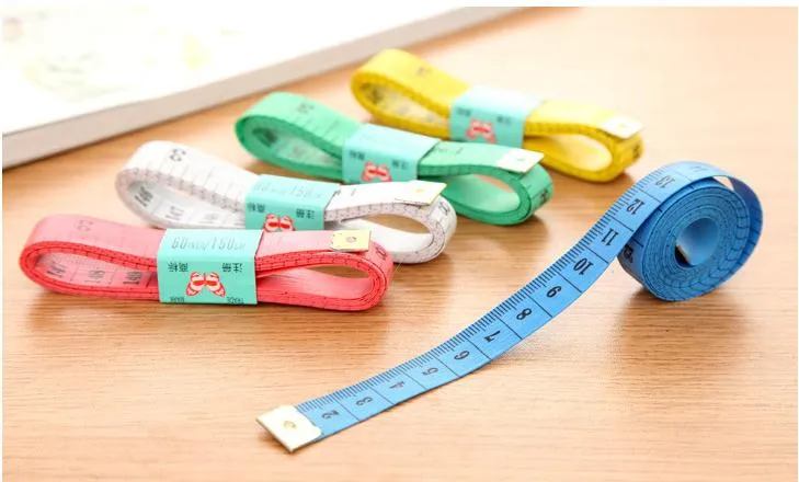 Practical 1.5m Tape Measure Sewing Tailor Fabric Measuring Tapes Ruler Soft  Flat with Round Plastic Case, Pack of 2