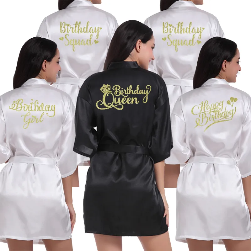 Birthday Girl Squad Kimono Fashion Nova Robe Bathrobe Women Silk