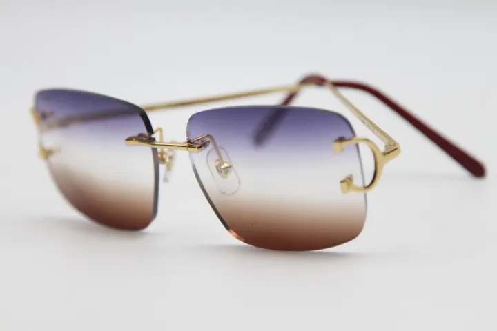 2020 Designer Rimless Rimless Sunglasses Mens Unisex Metal 