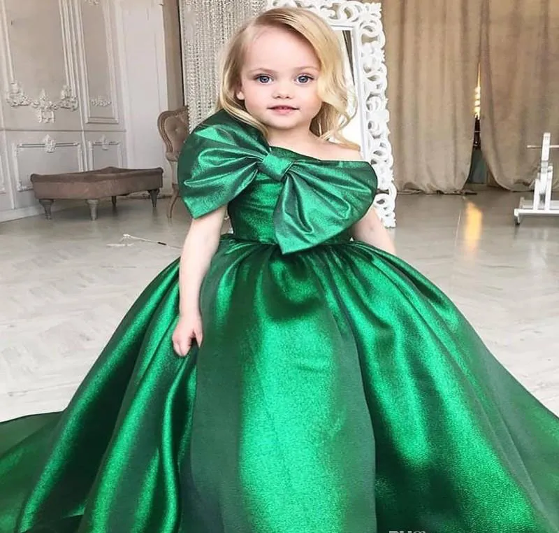 Mignon vert émeraude filles Pageant robe princesse enfants enfant en bas  âge fête bal robe de bal courte jolie pour petit enfant