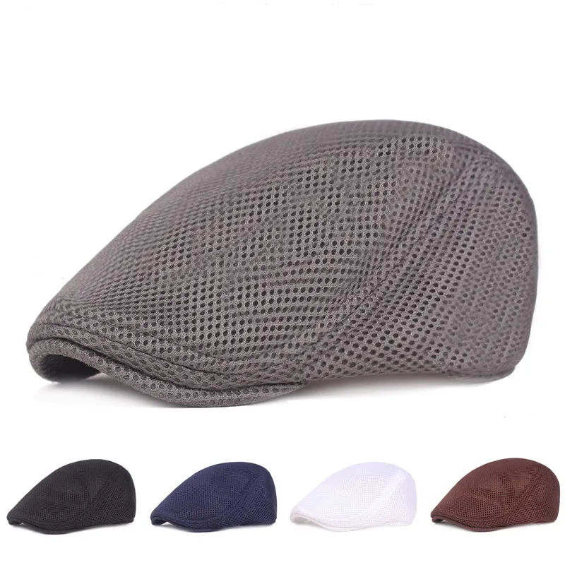 Hommes femmes coton filet béret casquette mode respirant gavroche lierre casquettes décontracté plat conduite Golf Cabbie casquettes avance chapeaux