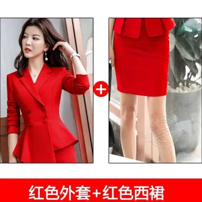 Womens red skirt suit clearance
