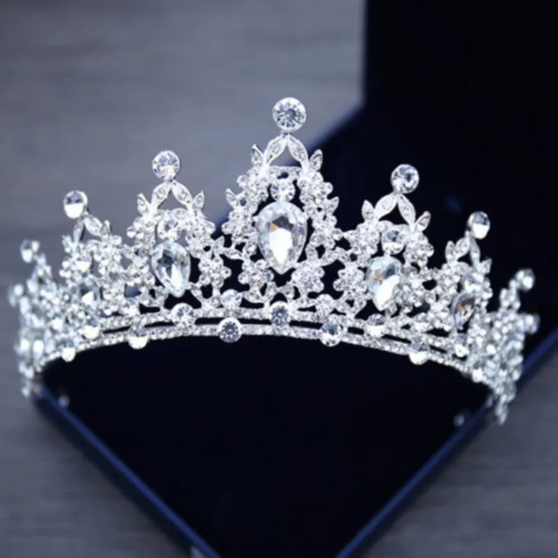 Koreanska eleganta prinsessan kristall tiaras kronor huvudband stor rhinestone kärlek prom krona parti accessoryies diadem hår smycken nytt