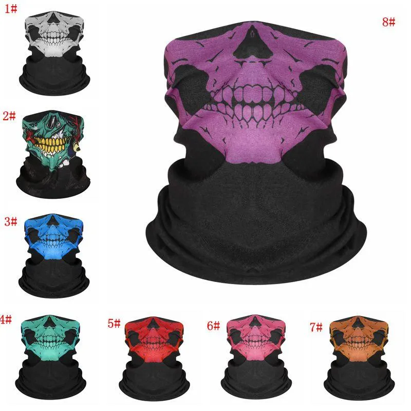 Seamless Multifunction Magic Skull Scarf Half Face Mask Outdoor Cycling Turban Riding Mask Neck Warmer Scarf Halloween Costume VT0559
