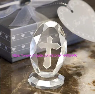 50 pcs Cristal Cross Stand Baby Batening Favor Presente Bbaby Chuveiro Primeira Comunhão Favores da Festa de Casamento e Presentes