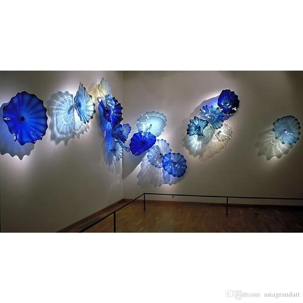 Wall Lamp Classical Blue Flower Murano Glass Plate Hotel Aisle Wall light Sconces Dining Room Bedroom Bedside Background Home lighing