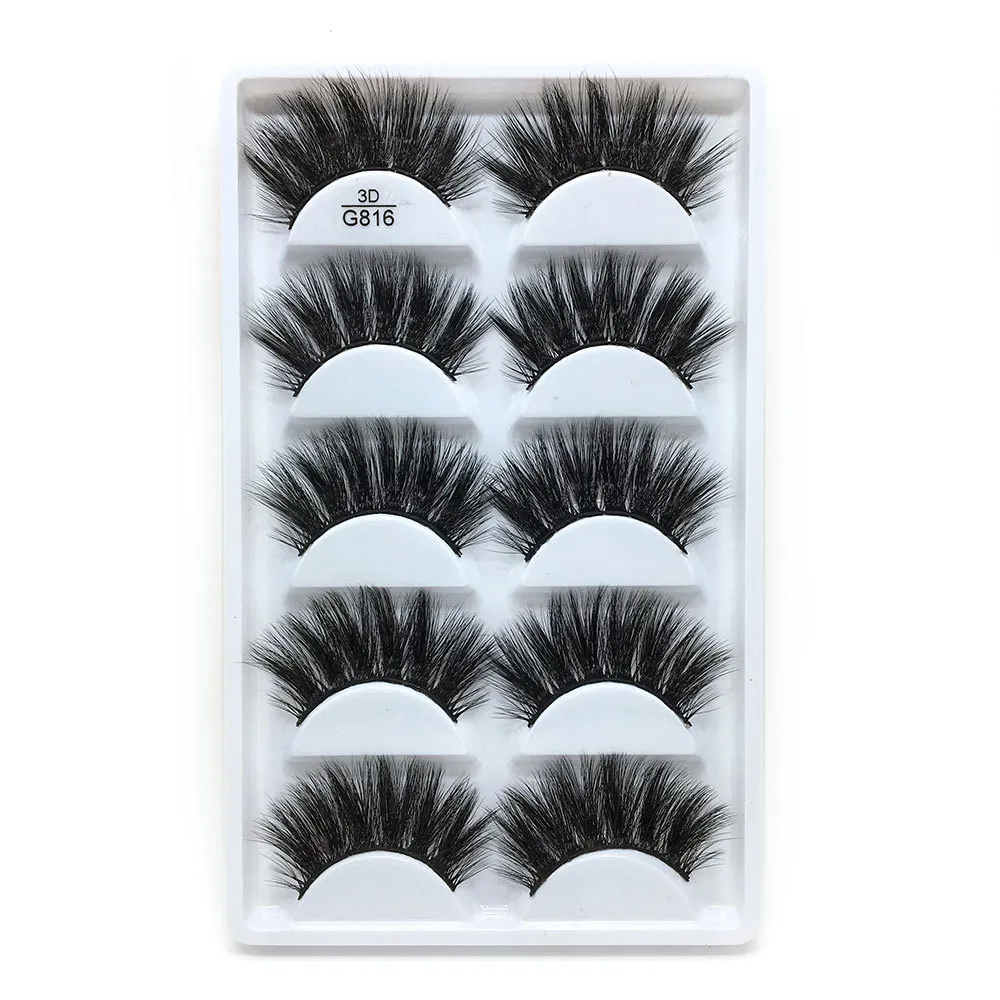 5D Vison Faux Cils G800 G801 G802 G803 G804 G805 G8006 G807 G808 G810 Cinq-Pack Naturel Épais G816 Fabriqué À La Main 10 styles 100% Qualité Premium