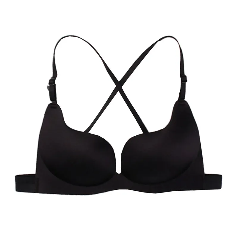 Push Up Bra Women's Low Back Bra Lace Glossy U Shape Backless Bra 38B Black  Womens Bras No Underwire Pack : : Clothing, Shoes & Accessories