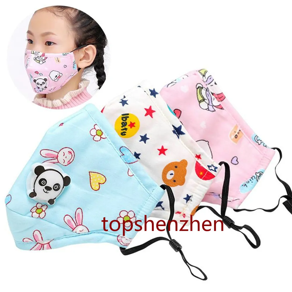 Hot Selling Barn Mouth Mask Ventil Tecknad Panda Tjockad Ansiktsmask Varm Damm Tvättbar Mask Passar 313 år Gamla Kids With Filter