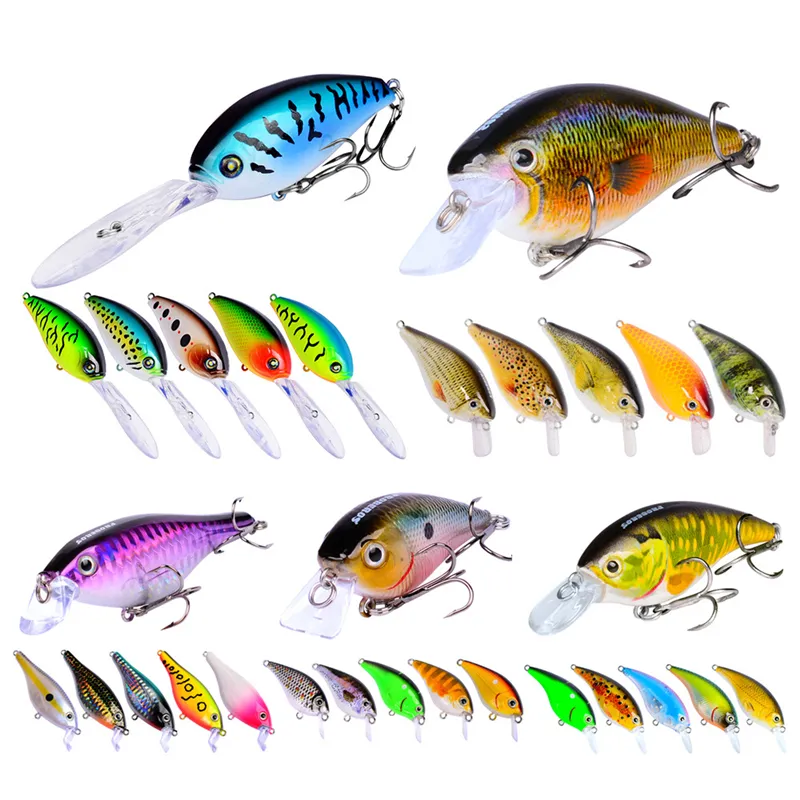 Topwater Shallow Diving Fishing Crank Baits For Bass Set 5 Styles