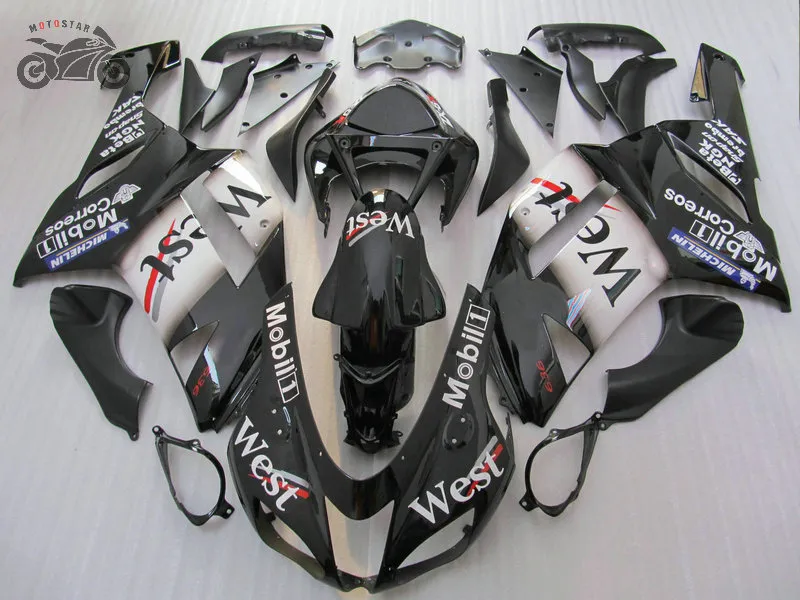 Full set Fairing kits for Kawasaki Ninja 2007 2008 ZX6R 07 08 ZX-6R ZX 636 black WEST high quality ABS fairings motorcycle parts