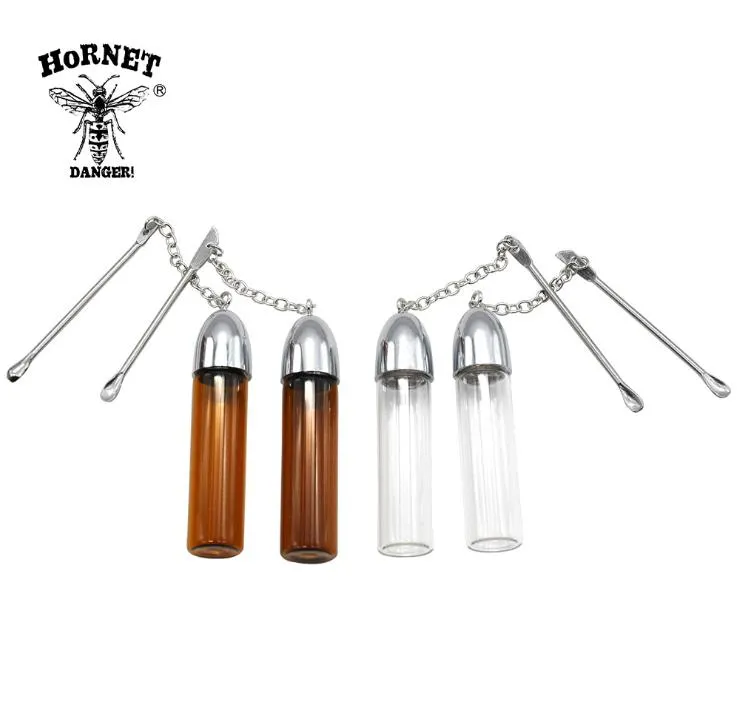 Vente chaude 72mm verre petite boîte de rangement bouteille de tabac à priser boîte de rangement portable avec cuillère à ongles