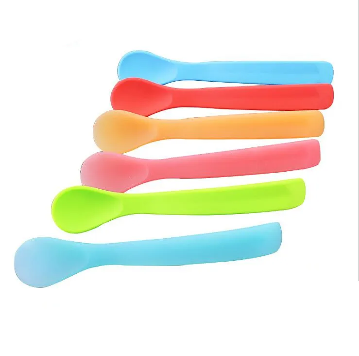 16CM Silicone Spoon Baby Food Supplement Spoon For Kids Boys Girls
