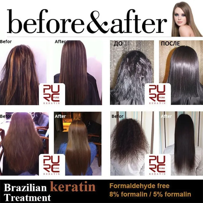 PURC Trattamento per capelli alla cheratina brasiliana 1000ml Formalina 12% Riparazioni profonde Capelli ricci danneggiati Raddrizzamento Capelli Salon293U