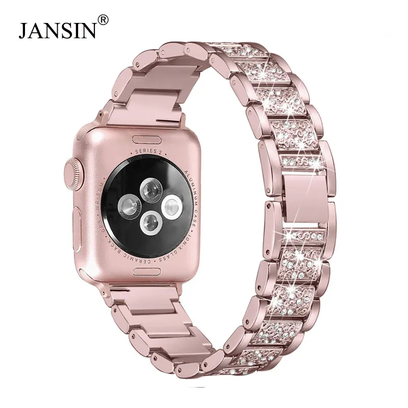 Para a apple watch band 40mm 44mm 38mm 42mm mulheres diamante banda para apple watch series 4 3 2 1 pulseira iwatch pulseira de aço inoxidável t190705