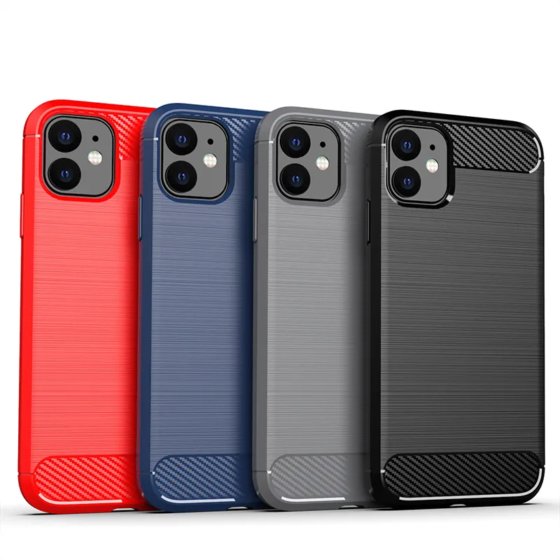 Capas de telefone de TPU macia escovada de fibra de carbono para iPhone 14 13 12 Mini 11 Pro Max 6 7G 8 Plus SE2 Galaxy S21 Plus S22 Ultra Google Pixel 6 6A LG Stylo 7 MOTO G32 E22 Capa à prova de choque