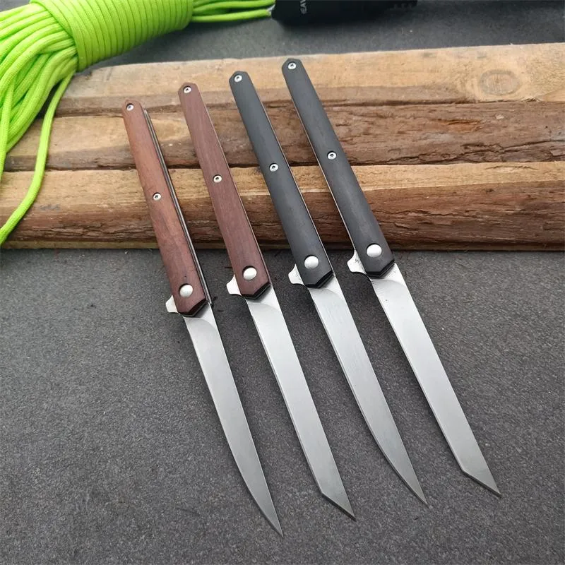 Premium Flipper Utility Knife - 4 Styles, 440C Satin Blade, Wood Handle ...