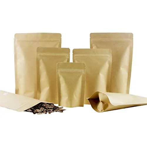 Food Moisture Proof Bags Packaging Sealing Pouch Brown Kraft Paper Pouch with Aluminum Foil Inside Bags for Food Tea Snack