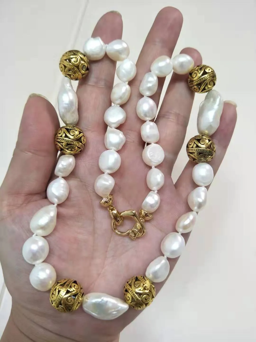 Annodato a mano nobile 48-50 cm 10-11 mm bianco perla barocca accessori vintage collana gioielli di moda