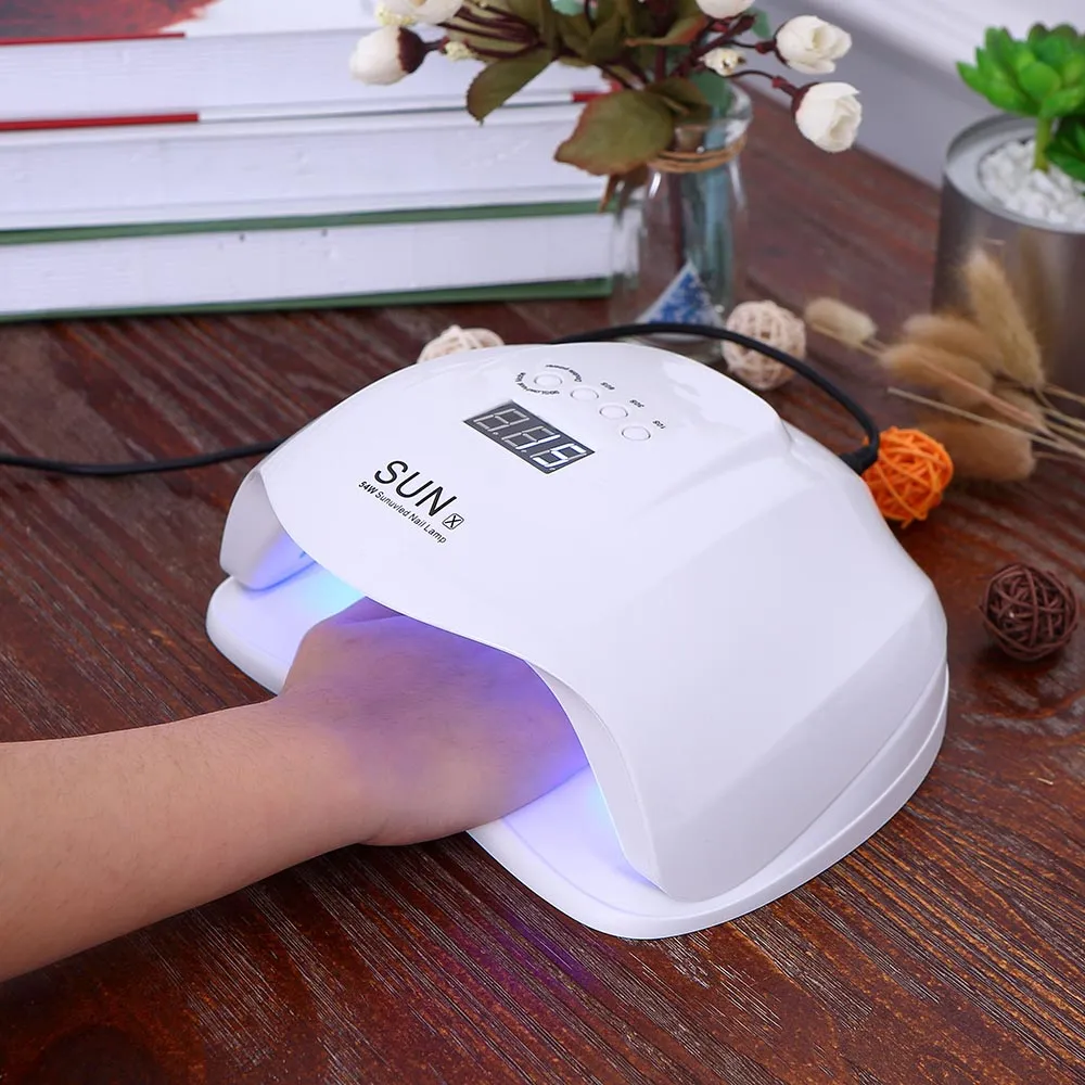 SUN X 54W Nail Dryer Dual UV LED Lamp Gel Polish Curing Light LCD-scherm Nail Art Tool